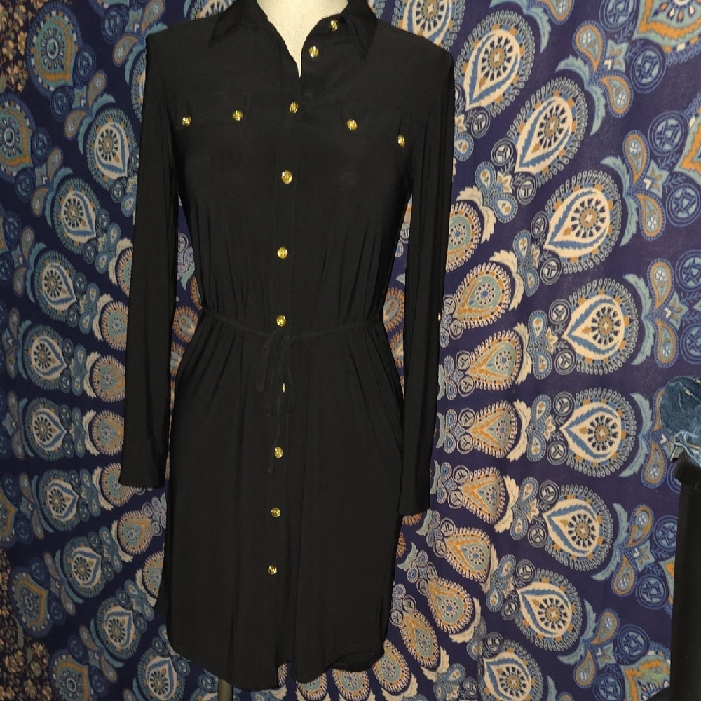 Dress barn Black Button Dress Sz 4P